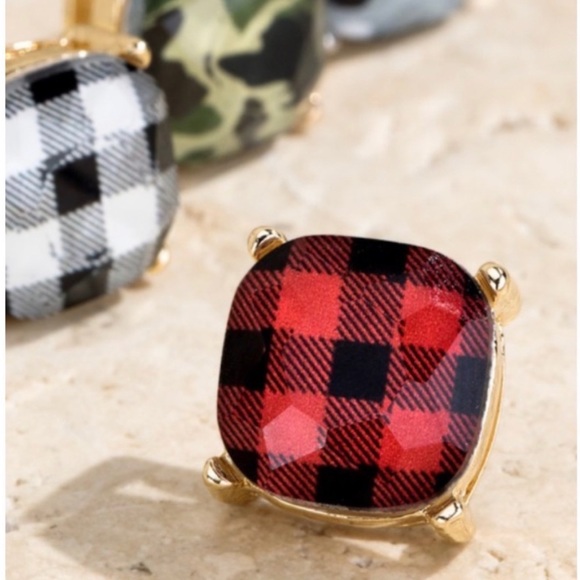 💝💝Host Pick💝💝 Red Buffalo Plaid Print Earrings - Picture 4 of 4